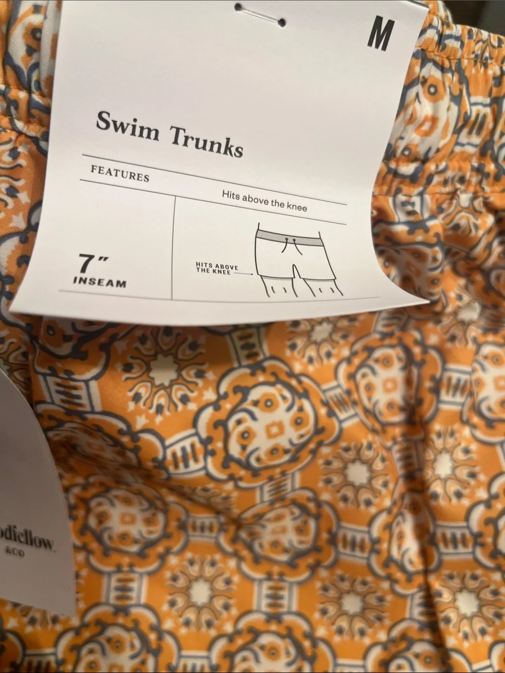 Goodfellow & Co Men’s Orange and White Geometric Swim Trunks